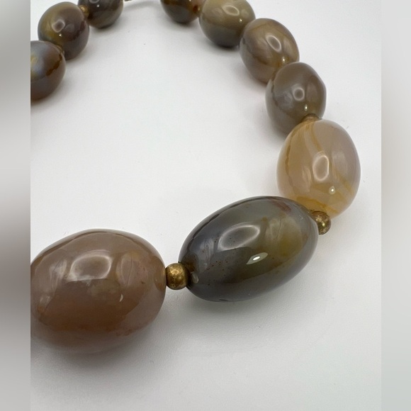 Large vintage agate stone choker with brass - Picture 5 of 9